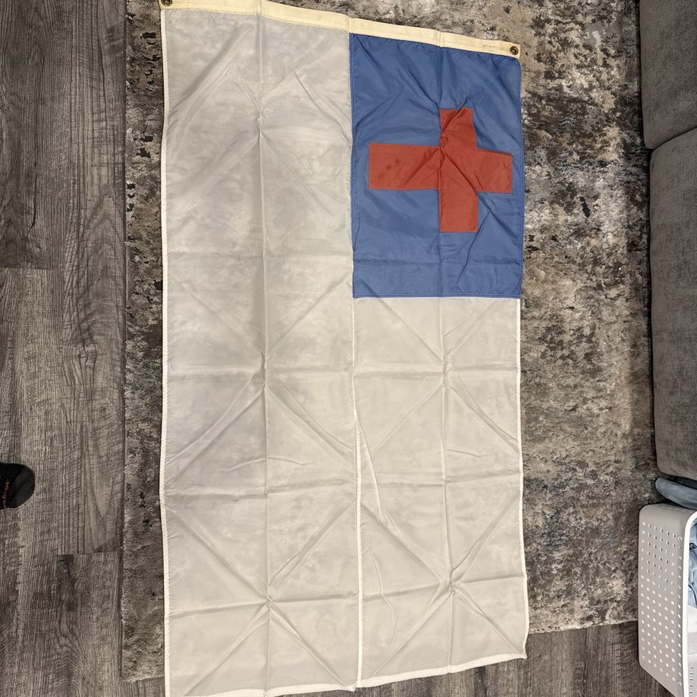 Annin Defiance Christian Flag 3x5 100% Sewn Nylon Bunting Old Rare